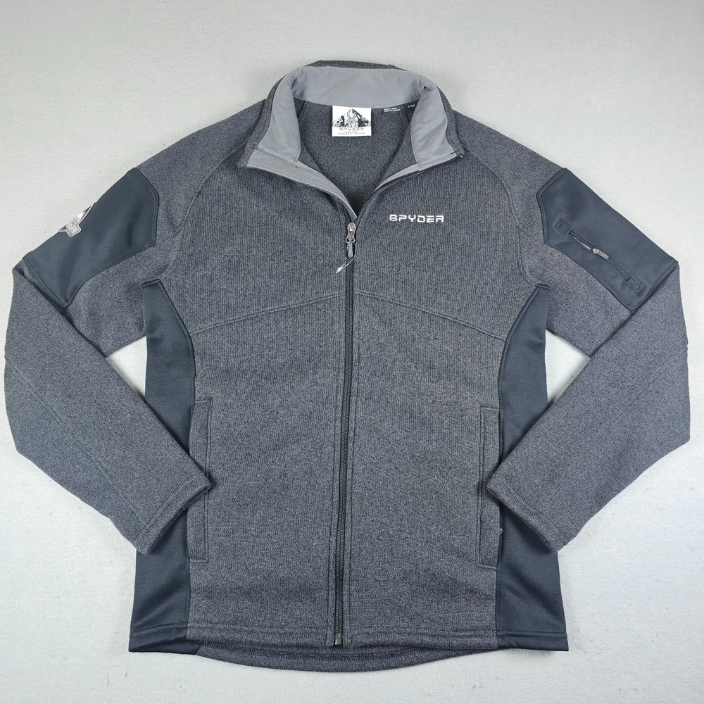 Spyder Empire Fleece Jacket Mens Small Gray Full Zip Mock Neck Pockets Commando